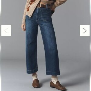 Maeve The Colette By Anthropologie Cropped Wide Leg High Rise Denim Jeans